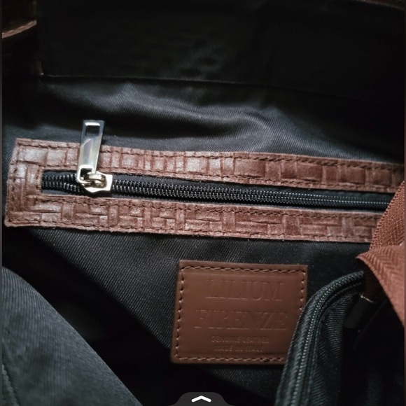 Woven Genuine Leather Tote Bag in Brown - Picture 6 of 12